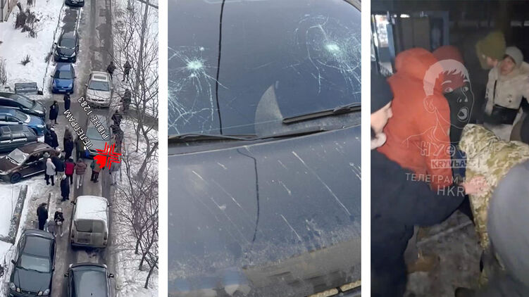 Серия инцидентов с ТЦК (слева направо): в Ровно, Львове и Кривом Роге