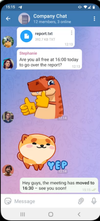 Телеграм с яркой анимацией