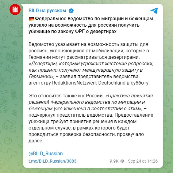 Скриншот из Телеграм Bild