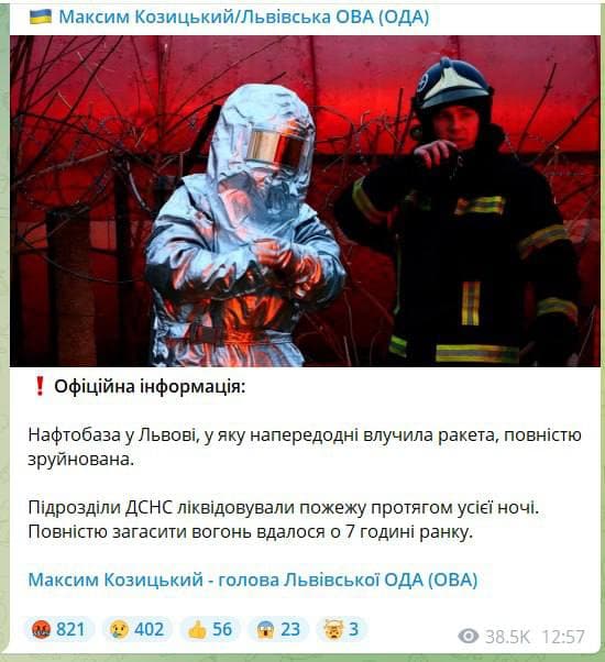 Скриншот из Телеграм Максима Козицкого