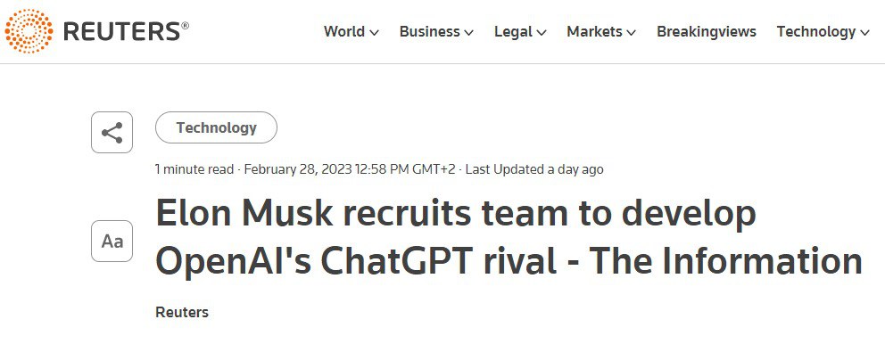 Маск хоче створити аналог нейромережі ChatGPT