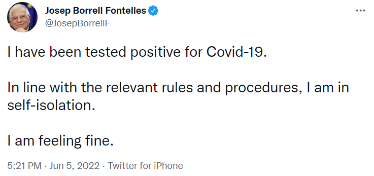 Жозеп Боррель инфицировался коронавирусом