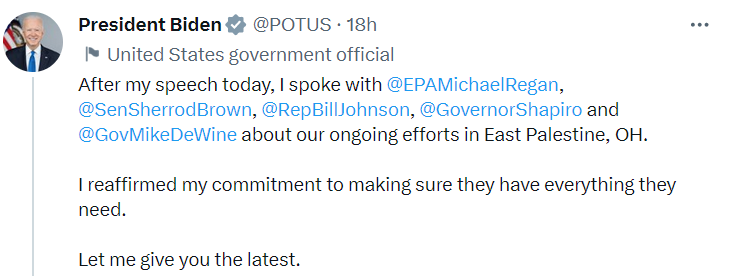 Байден звинуватив Трампа в аварії поїзда з хімікатами в Огайо