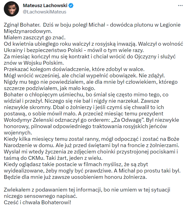 В Украине погиб польский доброволец