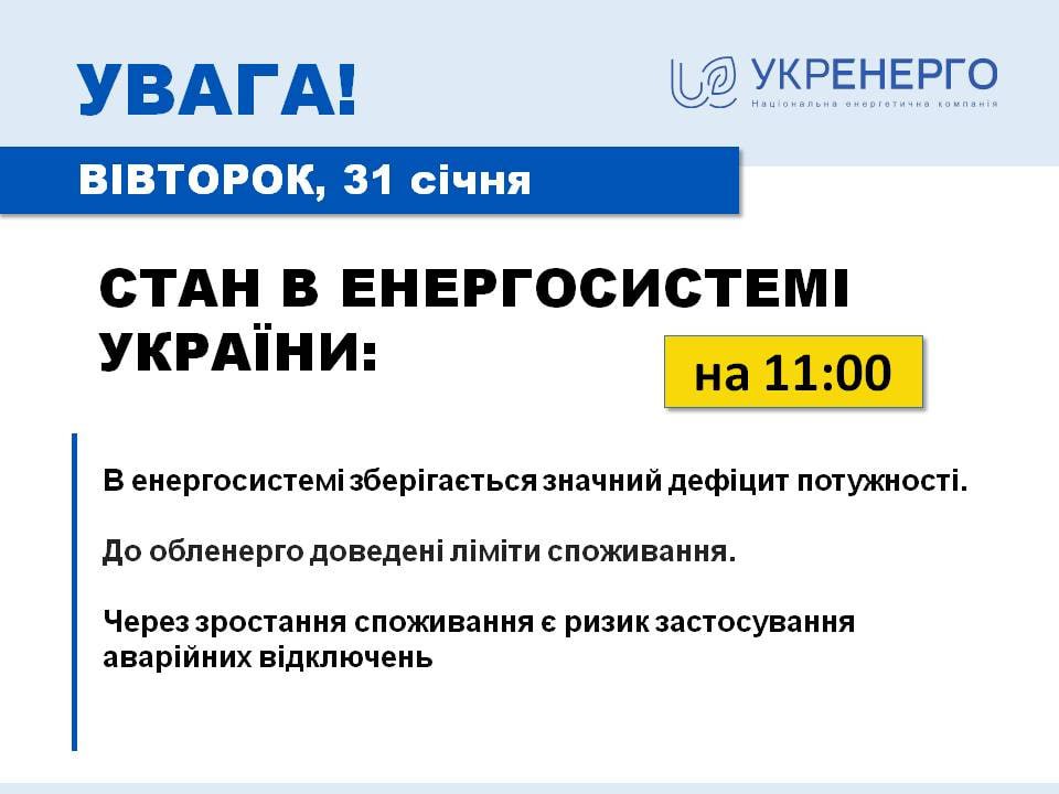 На тлі похолодання в Україні зростає споживання енергії