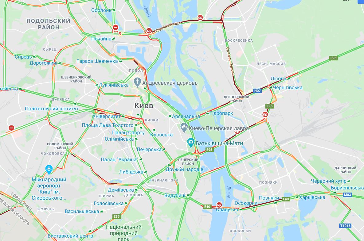 пробки в Киеве 15 мая