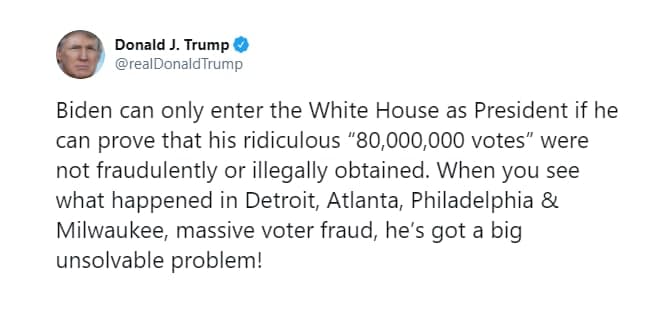 Трамп - о Байдене. Скриншот твиттера