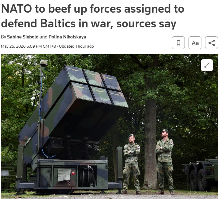 Снимок заголовка на reuters.com &ndash; Европейские страны готовят 60 тысяч военных для оперативного развёртывания в странах Балтии