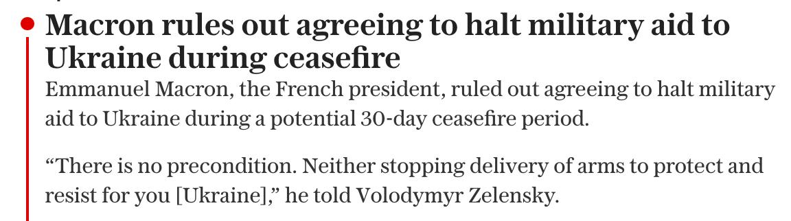 Знімок повідомлення Макрон. Джерело - Телеграм