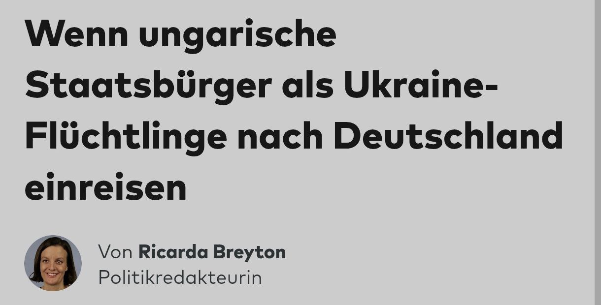Знімок заголовка на welt.de - Угорці їдуть до Німеччини під виглядом біженців з України