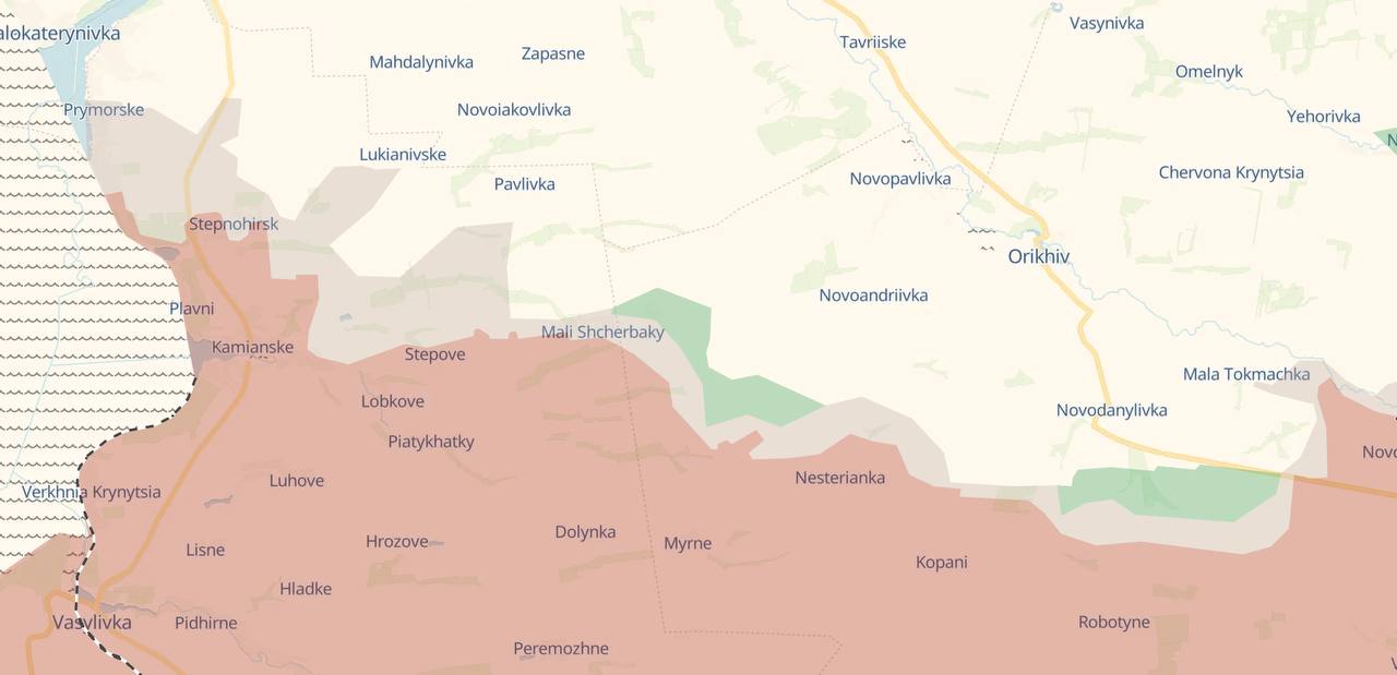 Орехов Запорожской области. Карта боевых действий. Источник &ndash; Телеграм