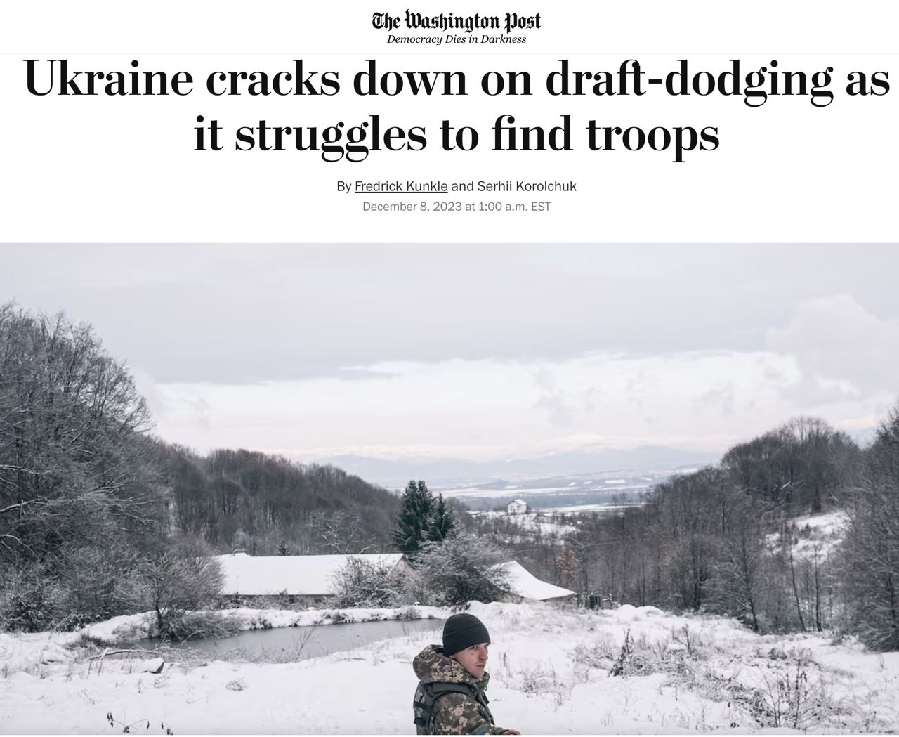 Снимок заголовка в The Washington Post